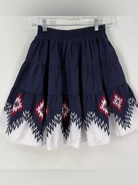 Vintage Roper Western Skirt  Aztec Southwestern Cowgirl Rodeo Show Blue Small
